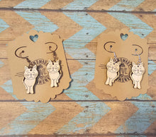 Load image into Gallery viewer, Kitty wooden earrings
