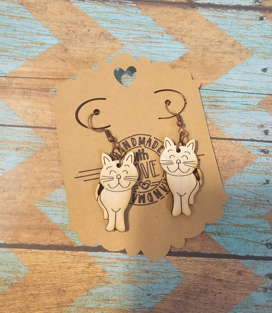 Kitty wooden earrings