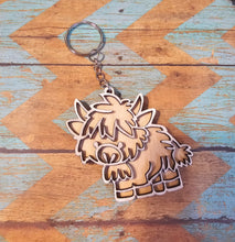 Load image into Gallery viewer, Highland cow keychain
